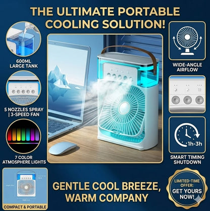 Portable Mini Air Cooler with Night Light – Instant Cool Anywhere