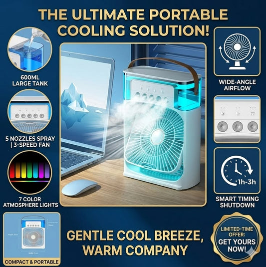 Portable Mini Air Cooler with Night Light – Instant Cool Anywhere