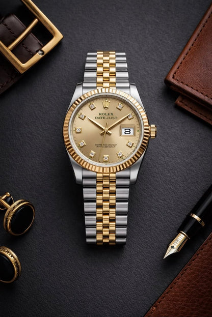 Luxury Two-Tone Champagne Dial Watch – Executive Elegance Edition