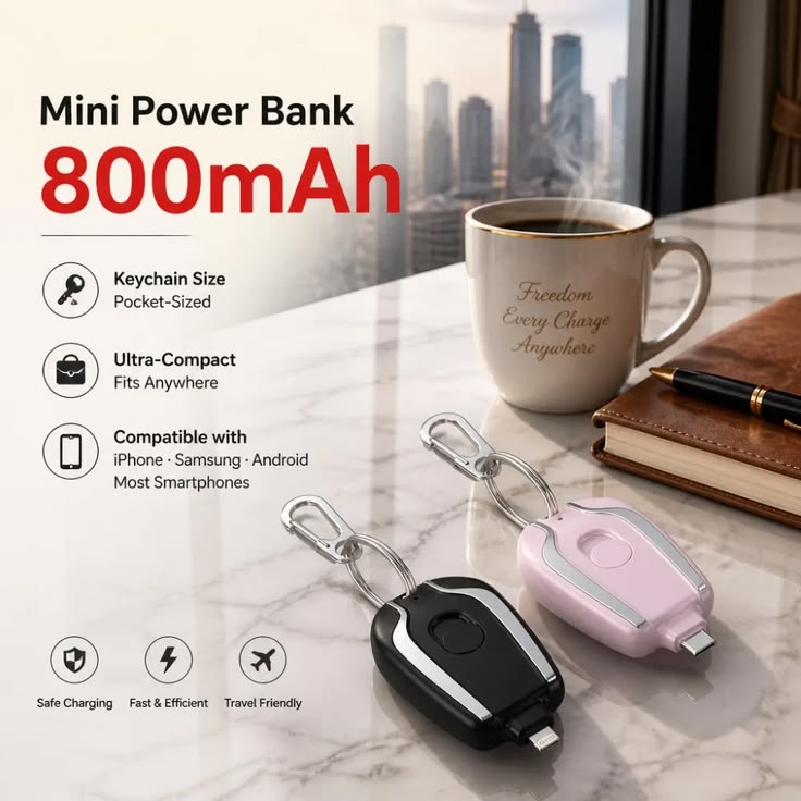 Keychain Power Bank – Compact USB Charging On the Go