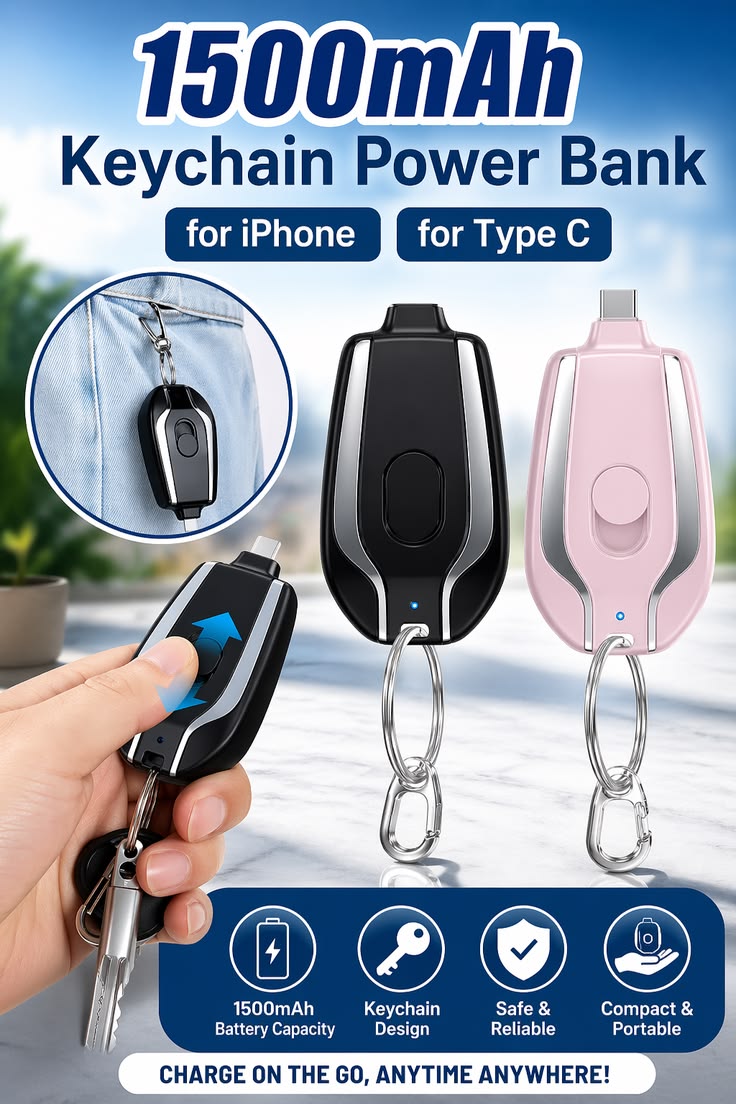 Keychain Power Bank – Compact USB Charging On the Go