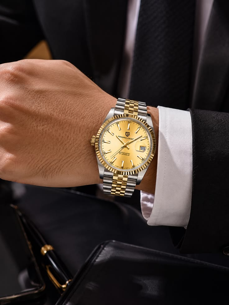 Luxury Two-Tone Champagne Dial Watch – Executive Elegance Edition