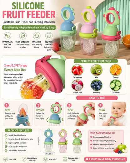 Silicone Fruit Feeder Pacifier – Safe Self-Feeding Tool for Baby