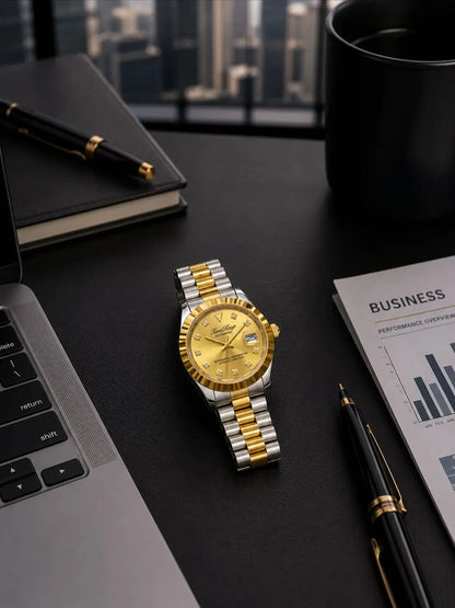 Luxury Two-Tone Champagne Dial Watch – Executive Elegance Edition