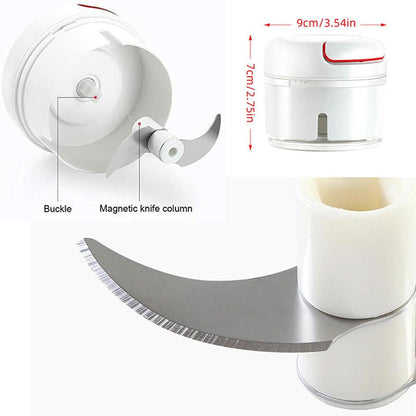 Manual Food Chopper Stainless Steel White Red Compact