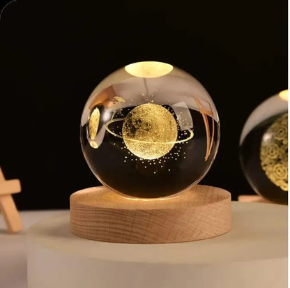 3D Crystal Ball Lamp with Golden Glow & USB Recharge