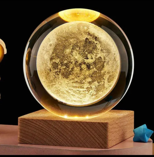 3D Crystal Ball Lamp with Golden Glow & USB Recharge