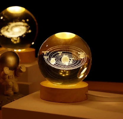 3D Crystal Ball Lamp with Golden Glow & USB Recharge