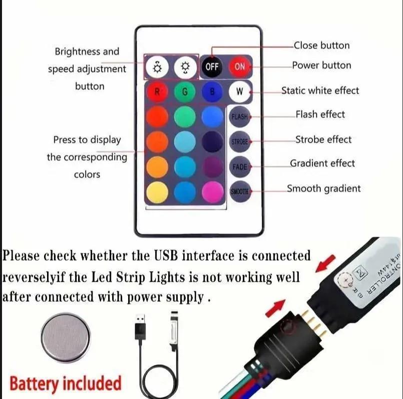16.4FT RGB LED Light Strip PVC Waterproof Remote Control