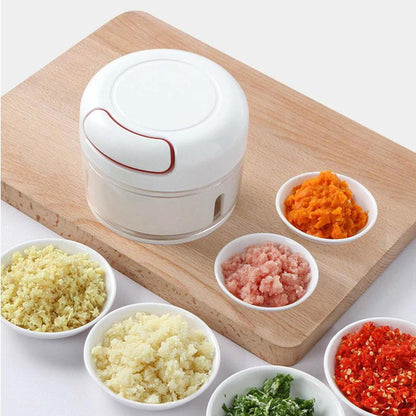 Manual Food Chopper Stainless Steel White Red Compact