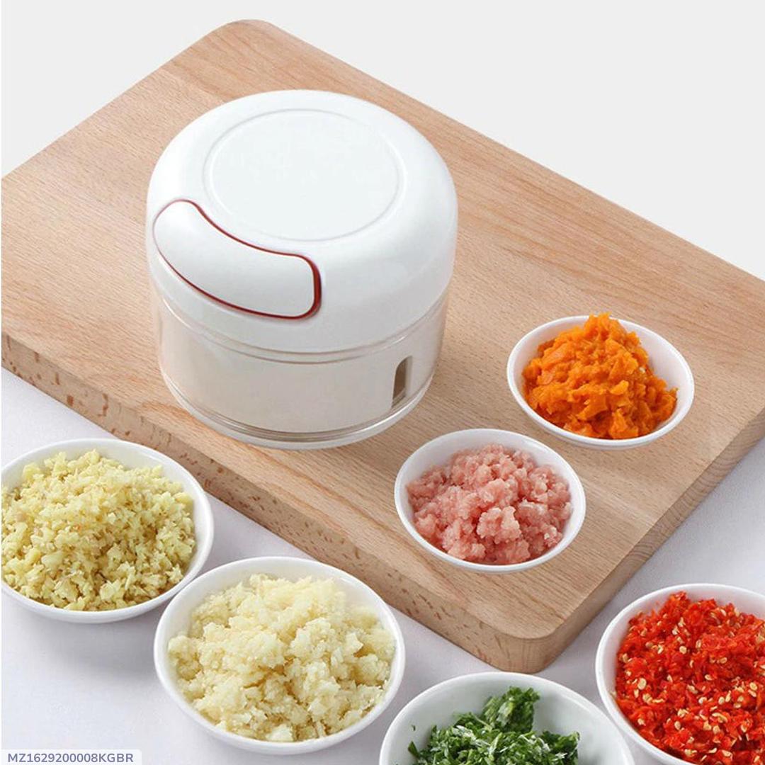 Manual Food Chopper Stainless Steel White Red Compact