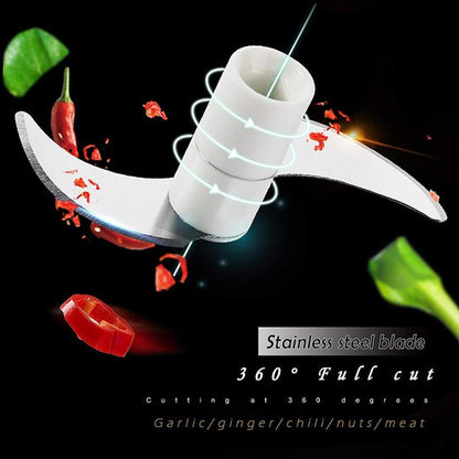 Manual Food Chopper Stainless Steel White Red Compact